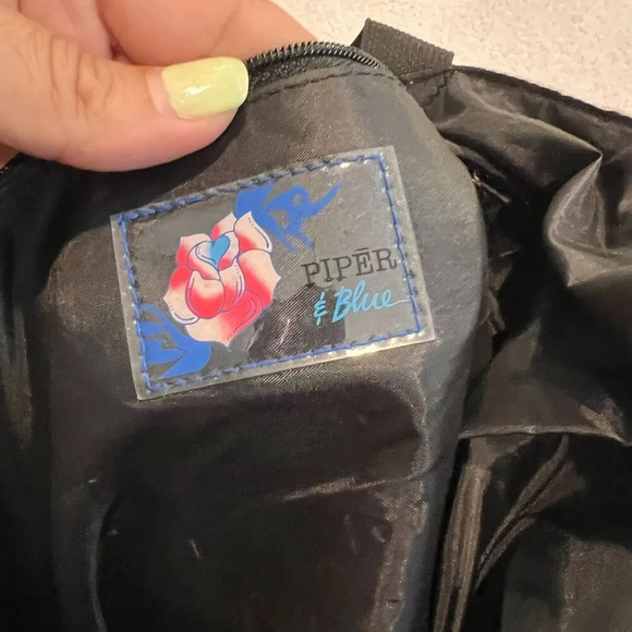 Piper & Blue Metallic Silver Quilted Zipper Tote Bag Puffer Modern Workout - Picture 8 of 10